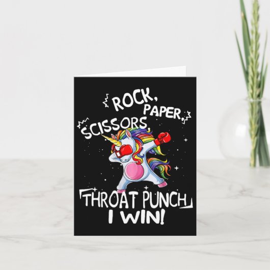 Rock Paper Scissors Throat Punch I Win Unicorn Box Kaart (Voorkant)