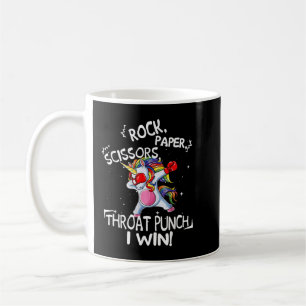Rock Paper Scissors Throat Punch I win Unicorn Box Koffiemok