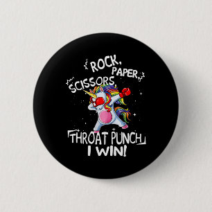 Rock Paper Scissors Throat Punch I Win Unicorn Box Ronde Button 5,7 Cm