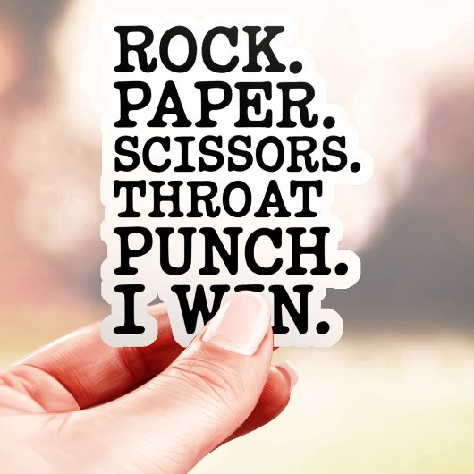 Rock Paper Scissors Throat Punch Sticker