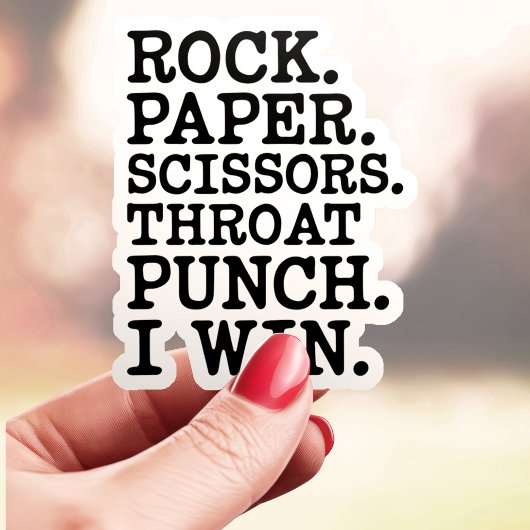 Rock Paper Scissors Throat Punch Sticker