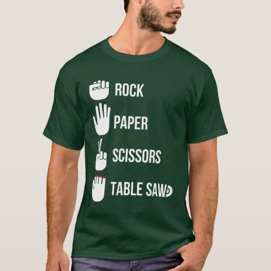 Rock Paper Scissorsable Saw Carpenter friends T-shirt (Voorkant)
