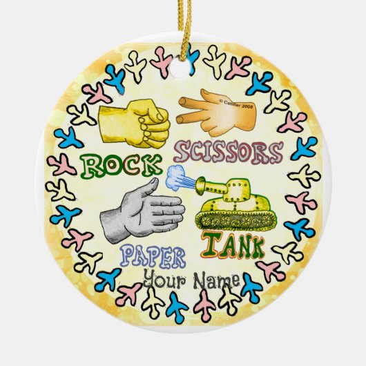 Rock Paper Tank Keramisch Ornament (Voorkant)