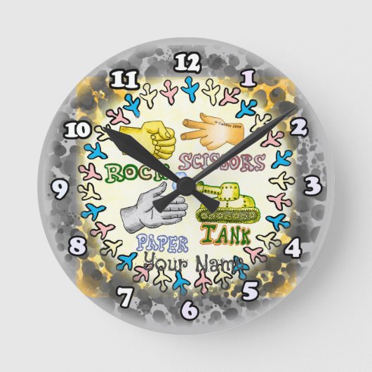 Rock Paper Tank Ronde Klok (Voorkant)