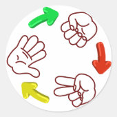 Rock-papier-schaar basisspel ronde sticker (Voorkant)