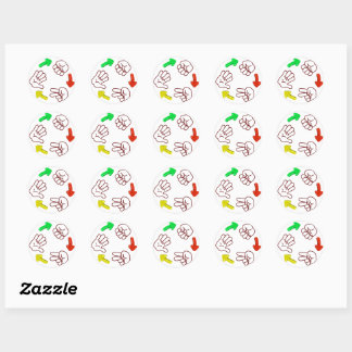 Rock-papier-schaar basisspel ronde sticker