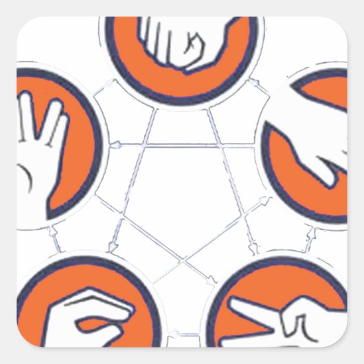 Rock papier schaar hagedis Spock Vierkante Sticker (Voorkant)