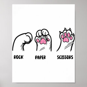 Rock Papier Schaar Kattenpoten Grappige Kattenlief Poster