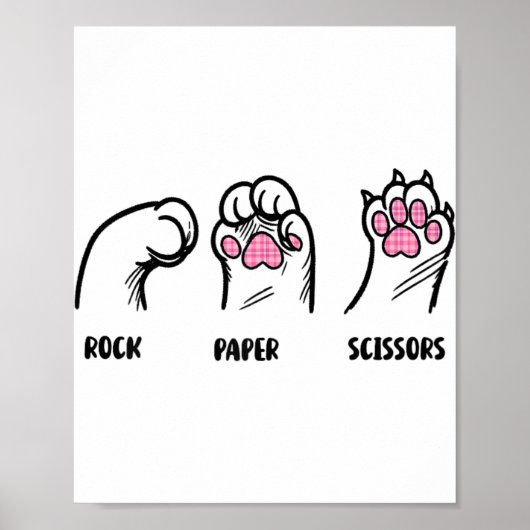 Rock Papier Schaar Kattenpoten Grappige Kattenlief Poster (Voorkant)