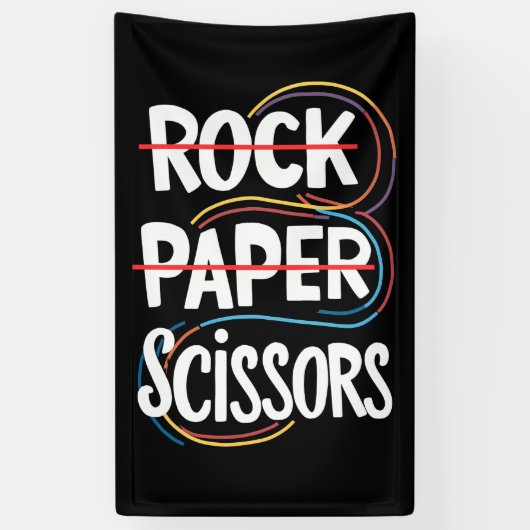 Rock Papier Schaar Lesbisch Grappig Gay Pride LGBT Spandoek (Verticaal)