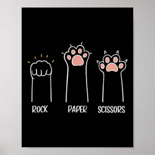 Rock Papier Schaar Poot Schattige Kat Dierenspel Poster
