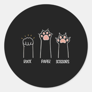 Rock Papier Schaar Poot Schattige Kat Dierenspel Ronde Sticker