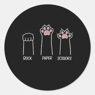 Rock Papier Schaar Poot Spel Kat Liefde Huisdier E Ronde Sticker