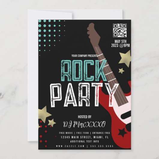 Rock Party Festival DJ Party Bar Flyer Kaart (Voorkant)