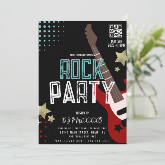 Rock Party Festival DJ Party Bar Flyer Kaart (Staand voorkant)