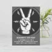 Rock Party Vredesbord BW Volwassen Moderne Leuke V Kaart (Staand voorkant)