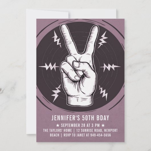 Rock Party Vredesbord Roze Volwassen Moderne Verja Kaart (Voorkant)