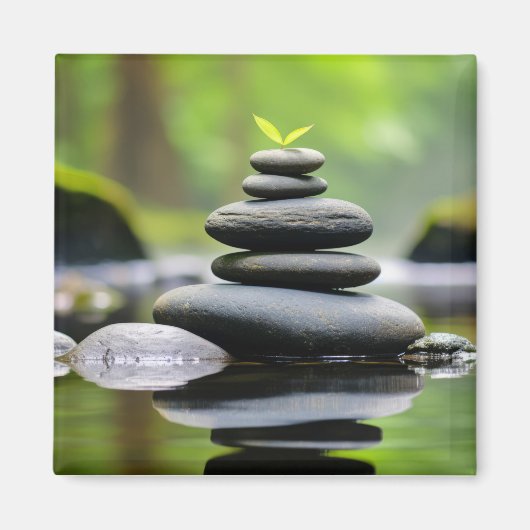 Rock Pebble Water Rustig Vredig Magneet (Voorkant)