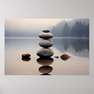 Rock Pebble Water Rustig Vredig Poster