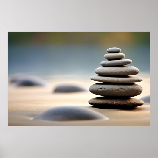 Rock Pebble Zand Rustig Vreedzaam Poster (Voorkant)