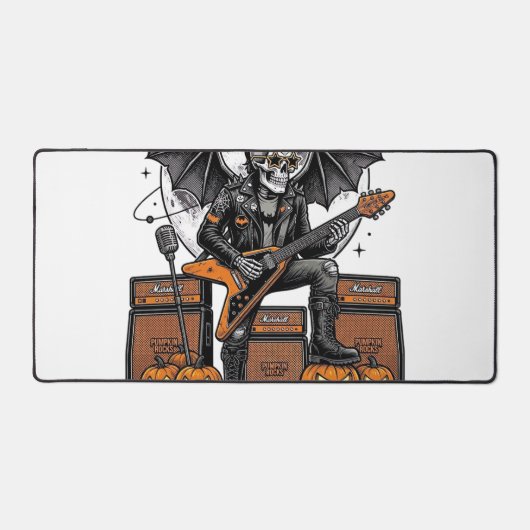 Rock Pompoen Schedel Vintage Gravure Halloween Shi Bureaumat (Voorkant)