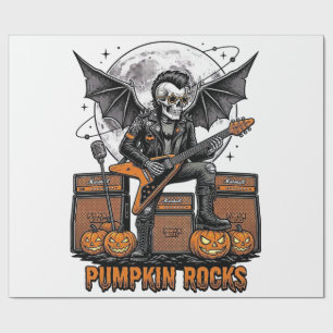 Rock Pompoen Schedel Vintage Gravure Halloween Shi Cadeaupapier