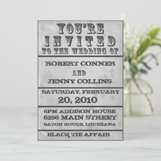 Rock Poster Wedding Invite (Beste prijs van vandaa Kaart (Staand voorkant)