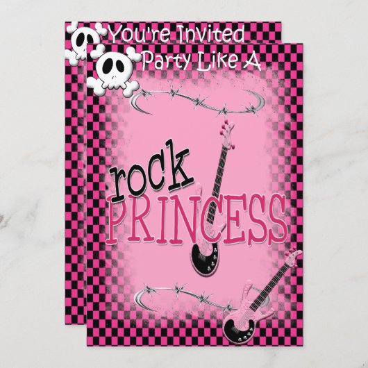 Rock Princess - Invitation Kaart (Voorkant / Achterkant)