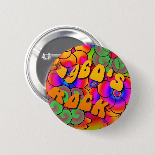 Rock Psychedelic Flower Power Button 1960 (Voorkant /achterkant)
