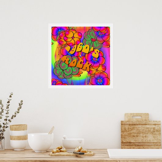 Rock Psychedelic Flower Power Poster 1960 (Keuken)