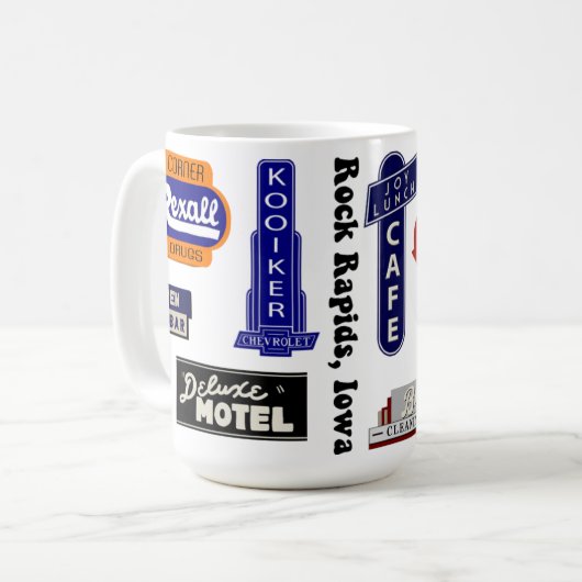 Rock Rapids, Iowa bewegwijzering mok (Voorkant links)