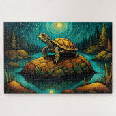 Rock River Natuur Turtle Naam Legpuzzel (Horizontaal)