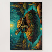 Rock River Natuur Turtle Naam Legpuzzel (Verticaal)