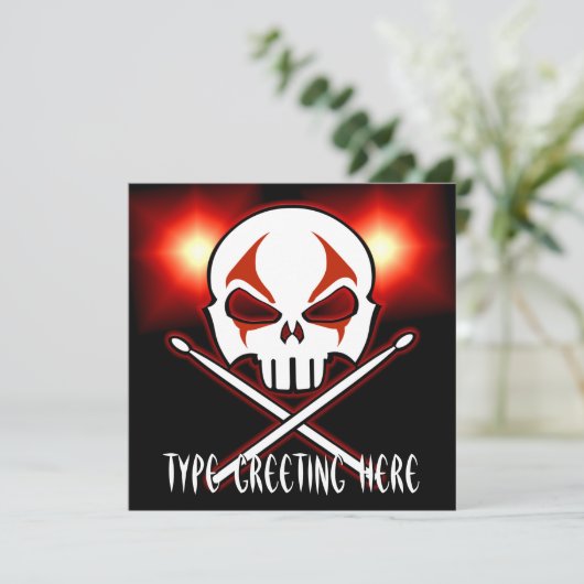 Rock- & RoIl-uitnodigingen persoonlijke drummer-Ka Kaart (Staand voorkant)