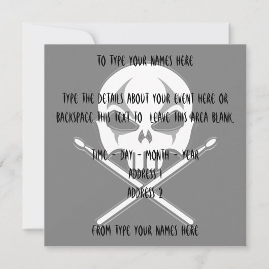 Rock- & RoIl-uitnodigingen persoonlijke drummer-Ka Kaart (Achterkant)