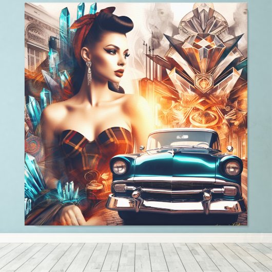 Rock & Roll 1 Canvas Afdruk (Insitu (Houten vloer))