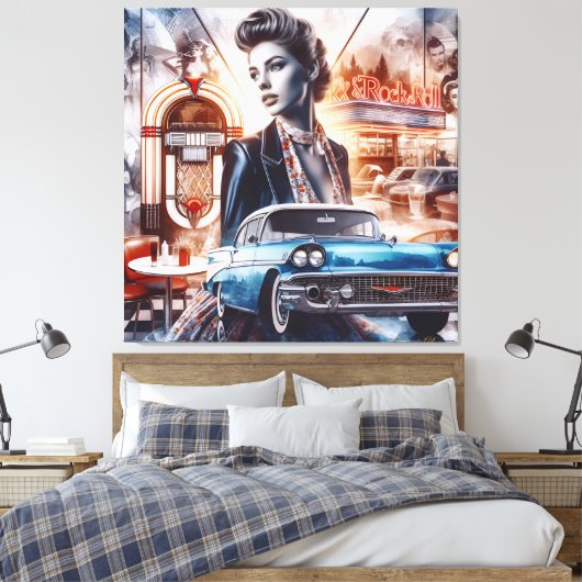 Rock & Roll 2 Canvas Afdruk (Insitu (Slaapkamer))