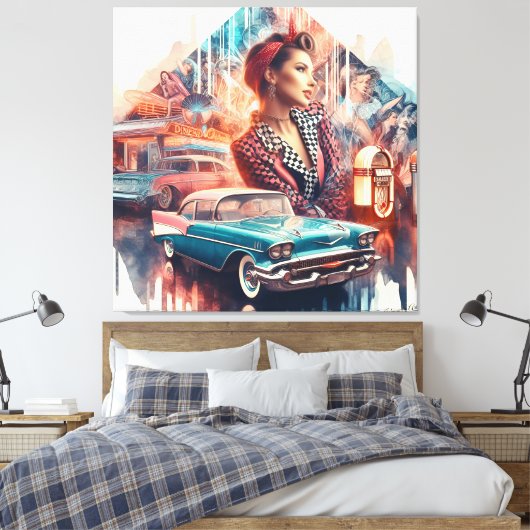 Rock & Roll 3 Canvas Afdruk (Insitu (Slaapkamer))