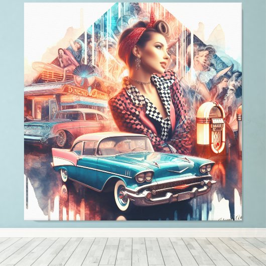 Rock & Roll 3 Canvas Afdruk (Insitu (Houten vloer))