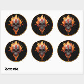 Rock & Roll Band Heavy Metal Muziek Flaming Skull Ronde Sticker (Vel)