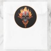 Rock & Roll Band Heavy Metal Muziek Flaming Skull Ronde Sticker (Tas)