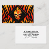 Rock & Roll Band Muzikant Vlammen Schedel Custom G Visitekaartje (Voorkant / Achterkant)