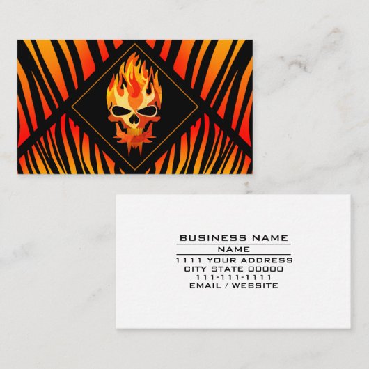 Rock & Roll Band Muzikant Vlammen Schedel Custom G Visitekaartje (Voorkant / Achterkant)