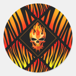 Rock & Roll Band Muzikant Vlammende Schedel Aangep Ronde Sticker