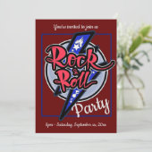 Rock & Roll Bliksem Rode Feest Kaart (Staand voorkant)
