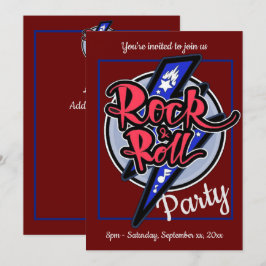 Rock & Roll Bliksem Rode Feest Kaart