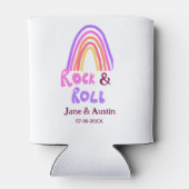 Rock & roll bruiloft koppel naam retro regenboog blikjeskoeler (Achterkant)