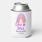 Rock & roll bruiloft koppel naam retro regenboog blikjeskoeler (Blikje Achterkant)