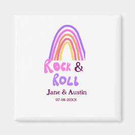 Rock & roll bruiloft koppel naam retro regenboog magneet