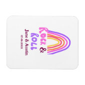 Rock & roll bruiloft koppel naam retro regenboog magneet (Horizontaal)